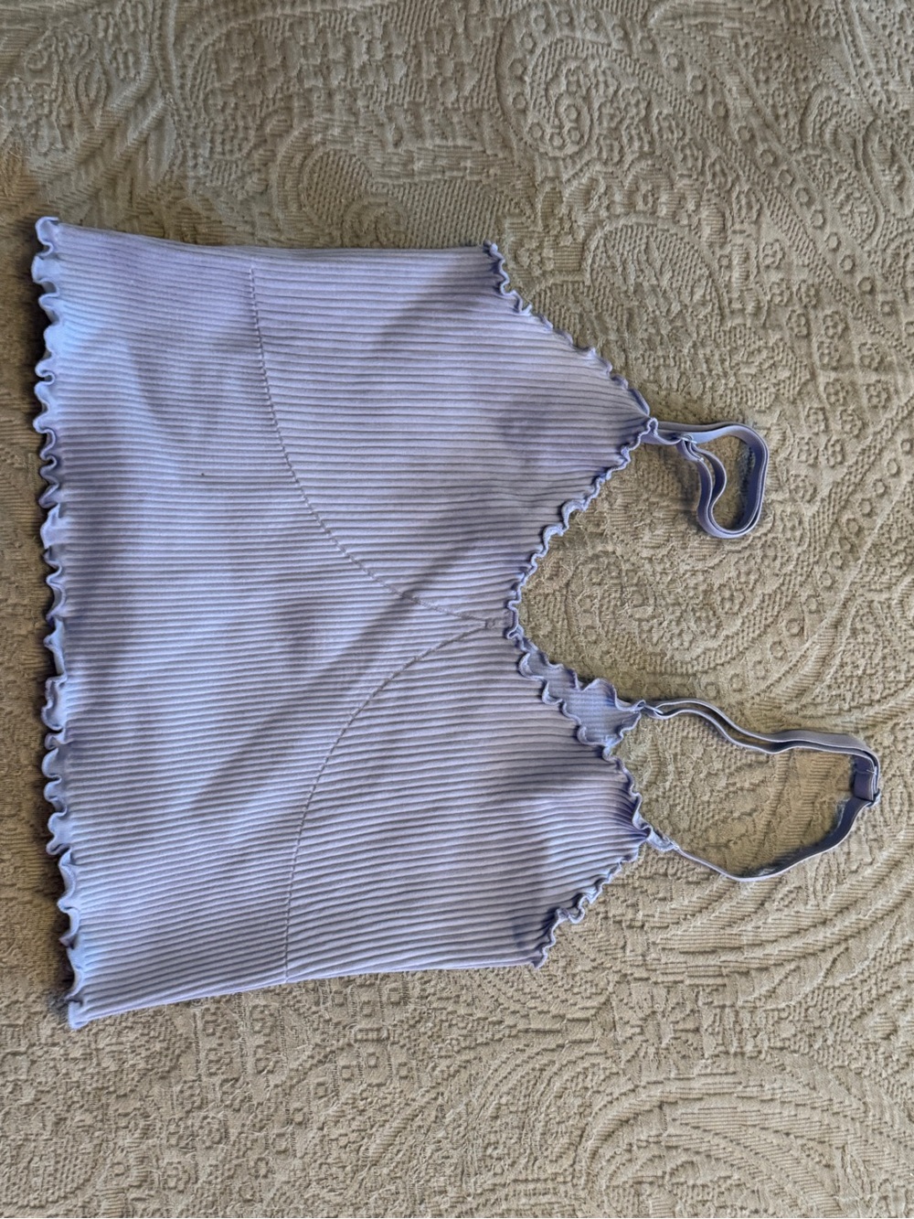 aerie Light Lavender Ribbed Lettuce-Edge Cropped Tank size large